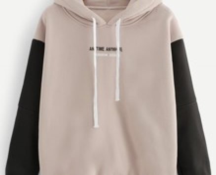 Contrast Sleeve Slogan Graphic Hoodie