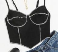 Contrast Stitch Asymmetrical Hem Cami Top