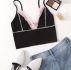 Contrast Stitch Lace Trim Rib-knit Cami Top