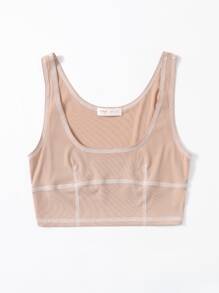 Contrast Stitching Crop Tank Top