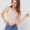 Contrast Stitching Pointelle Tank Top