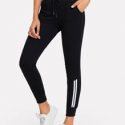 Contrast Striped Drawstring Waist Pants