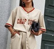 Contrast Striped Letter Graphic Top