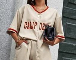 Contrast Striped Letter Graphic Top