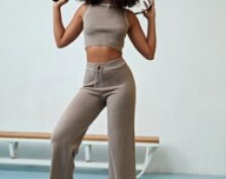 Contrast Tipping Knit Top and Pants Set