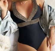 Contrast Trim One Piece Swimsuit