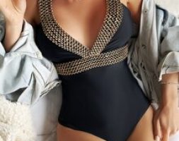 Contrast Trim One Piece Swimsuit
