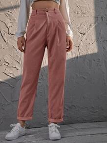 Corduroy High Rise Straight Pants