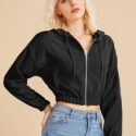 Corduroy Zip-Up Hooded Cropped Jacket