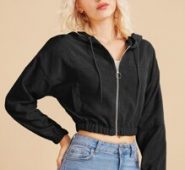 Corduroy Zip-Up Hooded Cropped Jacket