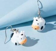 Cow Design Drop Earrings