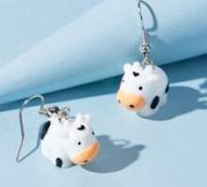 Cow Design Drop Earrings