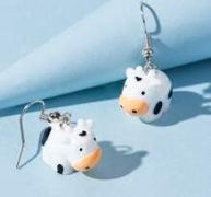 Cow Design Drop Earrings