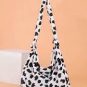 Cow Pattern Fluffy Shoulder Bag