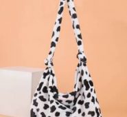 Cow Pattern Fluffy Shoulder Bag