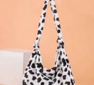 Cow Pattern Fluffy Shoulder Bag