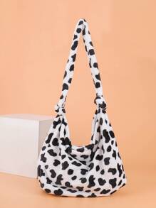 Cow Pattern Fluffy Shoulder Bag