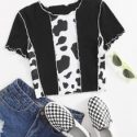 Cow Print Seam Front Tee