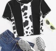 Cow Print Seam Front Tee