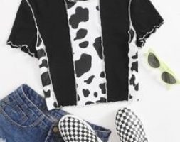Cow Print Seam Front Tee