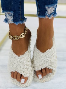 Criss Cross Fluffy Slippers