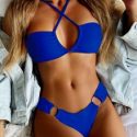 Criss Cross Ring Linked Bikini Swimsuit