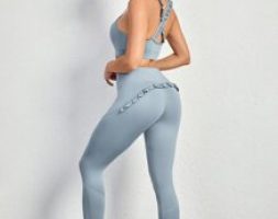 Criss Cross Ruffle Sports Bra With Leggings