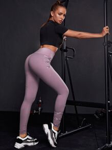 Criss Cross Solid Sports Leggings