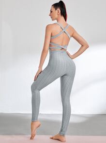 Criss Cross Textured Sports Jumpsuit