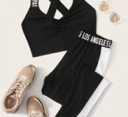 Crisscross Ruched Top & Contrast Sideseam Pants Set