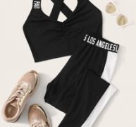 Crisscross Ruched Top & Contrast Sideseam Pants Set