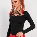 Crisscross Tie Back Sheer Mesh Insert Top