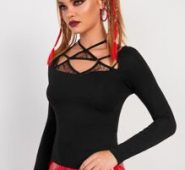 Crisscross Tie Back Sheer Mesh Insert Top