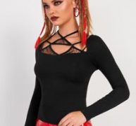Crisscross Tie Back Sheer Mesh Insert Top
