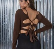 Crisscross Tied Backless Crop Tee