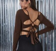Crisscross Tied Backless Crop Tee