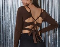Crisscross Tied Backless Crop Tee