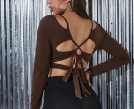 Crisscross Tied Backless Crop Tee