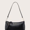 Croc Embossed Baguette Bag