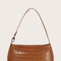 Croc Embossed Baguette Bag