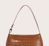 Croc Embossed Baguette Bag