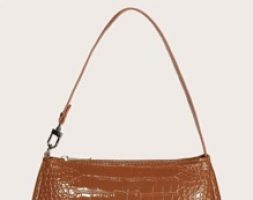 Croc Embossed Baguette Bag
