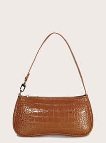 Croc Embossed Baguette Bag