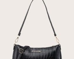 Croc Embossed Baguette Bag