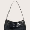 Croc Embossed Baguette Bag