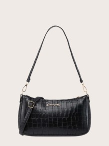 Croc Embossed Baguette Bag