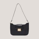 Croc Embossed Buckle Baguette Bag