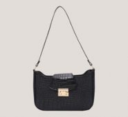 Croc Embossed Buckle Baguette Bag