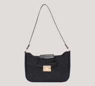 Croc Embossed Buckle Baguette Bag