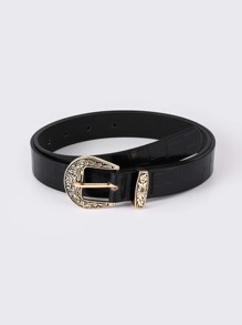 Croc Embossed Buckle Belt